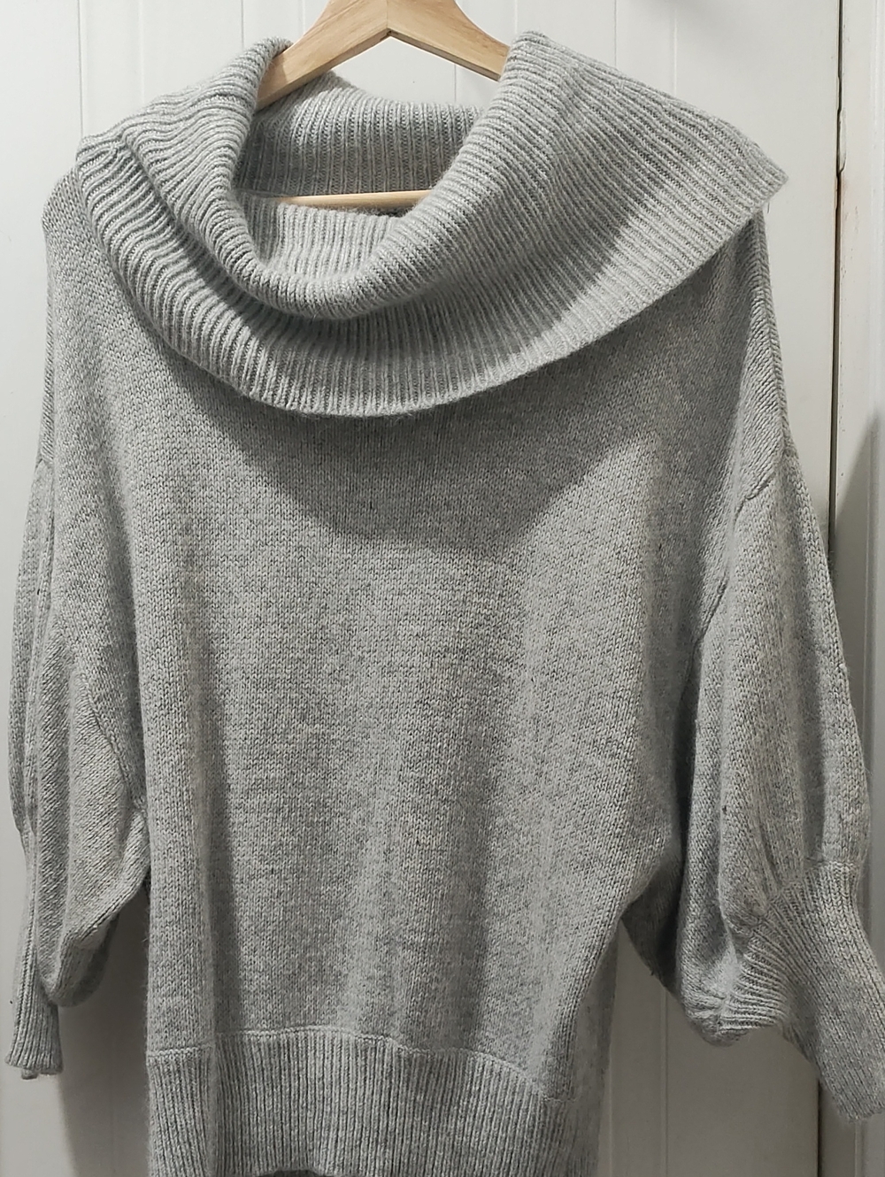Express Light Gray Cowl Neck Sweater